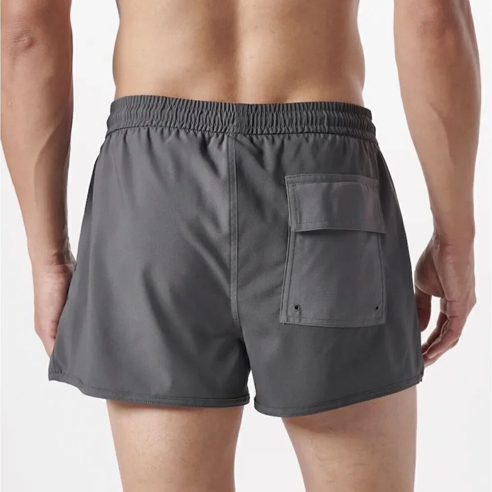 ABERCROMBIE & FITCH Mens Cabana Swim Trunks NEW Gray Lined Stretch Sz XXL 2XL